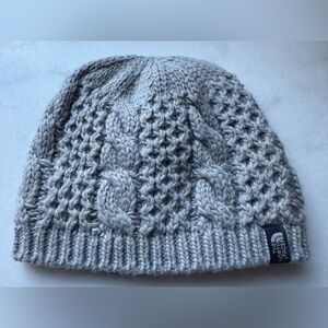 The North Face Light Gray Cable Knit Beanie